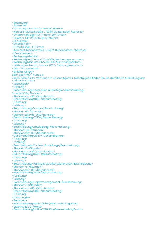 Poool X-Rechnung Converter: XML